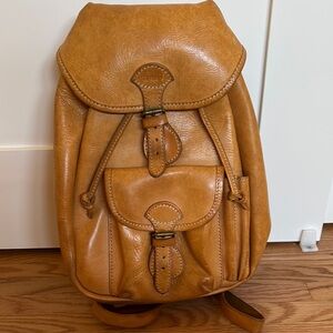 Bree Tan Leather Vintage Backpack with Brass Hardware